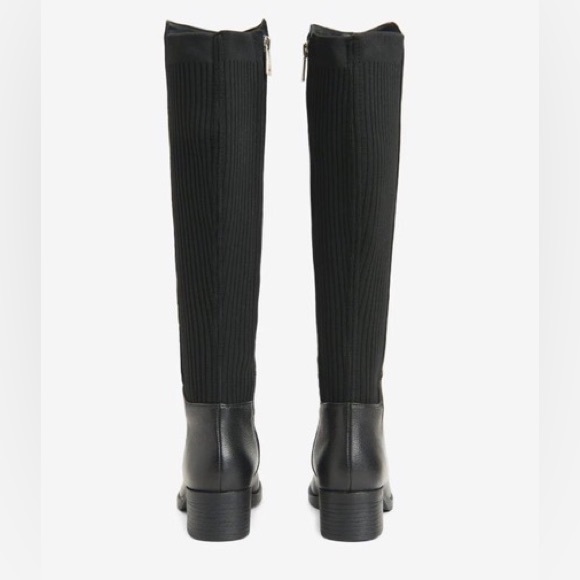NEW! Kenneth Cole Black Levon Leather & Rib Knit Knee Boot - Size 9 - Picture 3 of 16